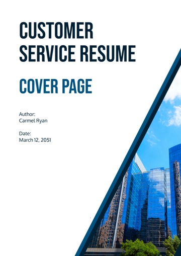 Free Customer Service Resume Cover Page Template to Edit Online