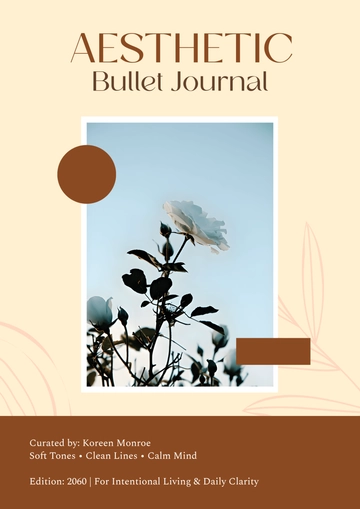 Free Aesthetic Bullet Journal Cover Page Template to Edit Online