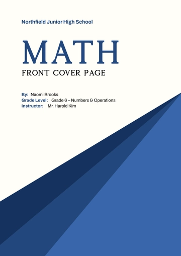 Free Math Front Cover Page Template to Edit Online
