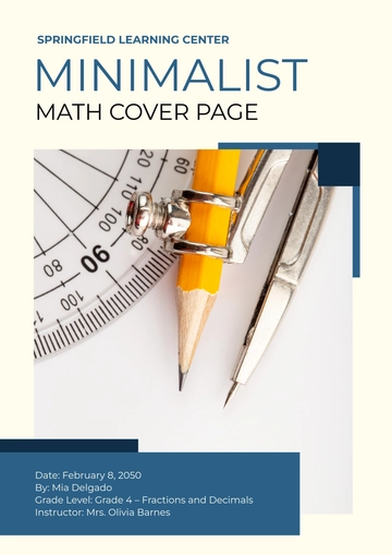 Free Minimalist Math Cover Page Template to Edit Online