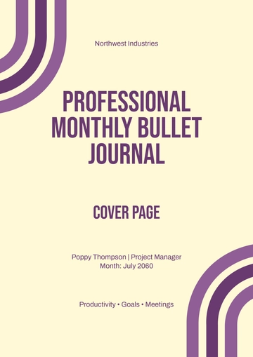 Free Professional Monthly Bullet Journal Cover Page Template to Edit Online