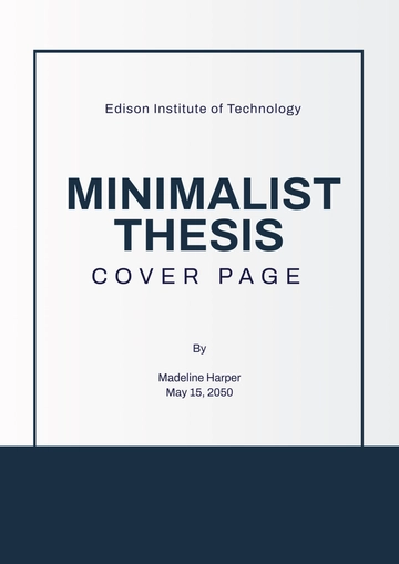 Free Minimalist Thesis Cover Page Design Template to Edit Online