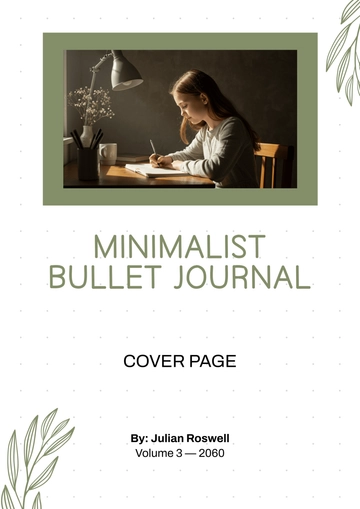 Free Minimalist Bullet Journal Cover Page Template to Edit Online