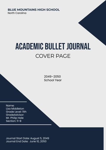 Free Academic Bullet Journal Cover Page Template to Edit Online