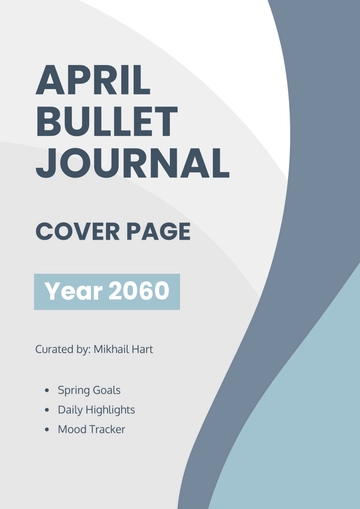 Free April Bullet Journal Cover Page Template to Edit Online