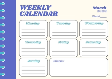 Free March 2026 Weekly Calendar Template to Edit Online