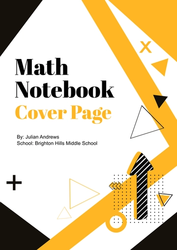 Free Math Notebook Cover Page Template to Edit Online