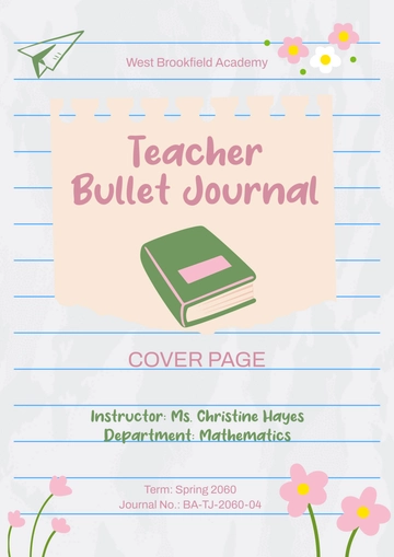 Free Teacher Bullet Journal Cover Template to Edit Online