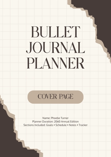 Free Bullet Journal Planner Cover Page Template to Edit Online