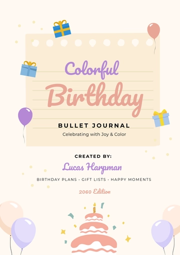 Free Colorful Birthday Bullet Journal Cover Page Template to Edit Online
