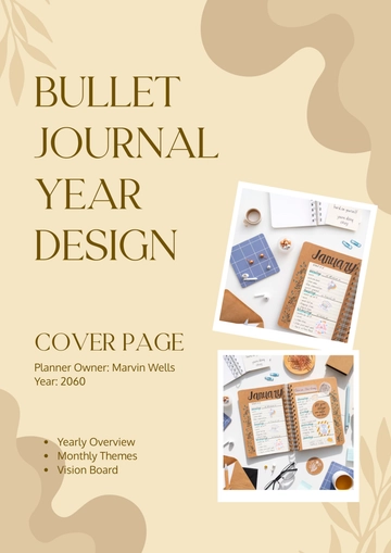 Free Bullet Journal Year Design Cover Page Template to Edit Online