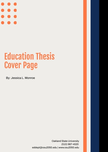 Free Education Thesis Cover Page Template to Edit Online