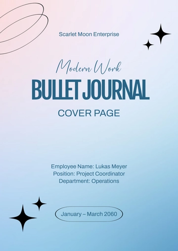 Free Modern Work Bullet Journal Cover Page Template to Edit Online