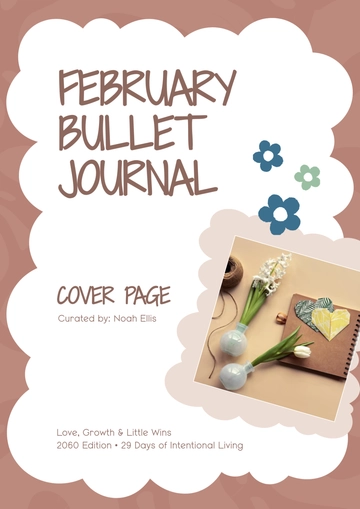 Free February Bullet Journal Cover Page Template to Edit Online