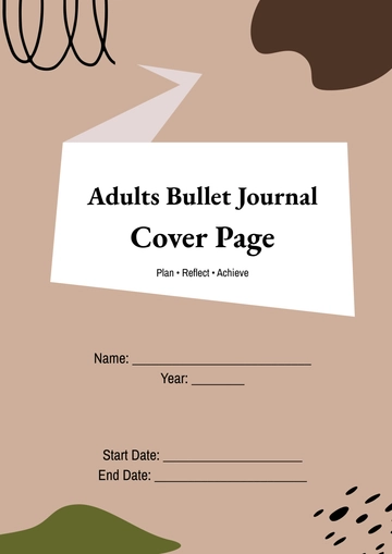 Free Blank Adults Bullet Journal Cover Page Template to Edit Online