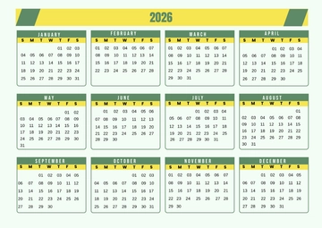Free Annual 2026 Calendar Template to Edit Online