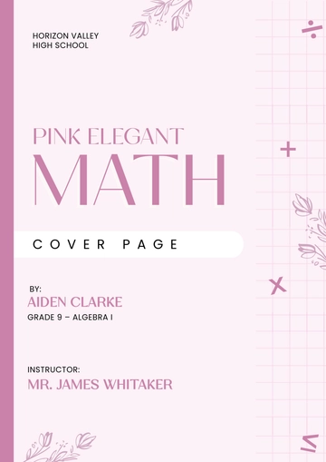Free Pink Elegant Math Cover Page Template to Edit Online