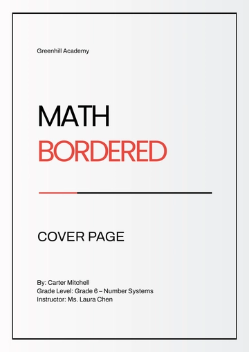 Free Math Bordered Cover Page Template to Edit Online