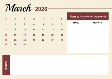 Free March 2026 Planning Calendar Template to Edit Online