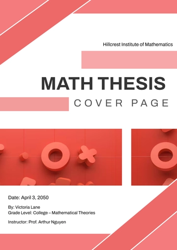 Free Red Math Thesis Cover Page Template to Edit Online