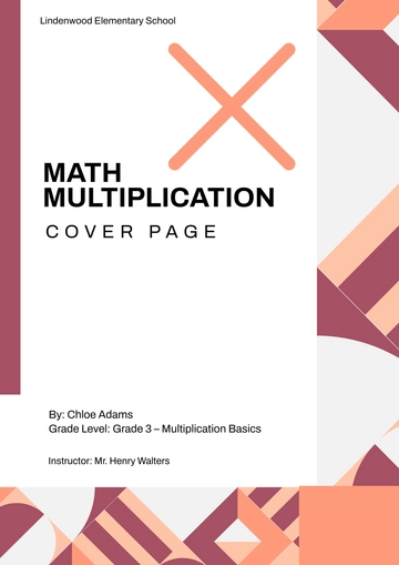 Free Math Multiplication Cover Page Template to Edit Online