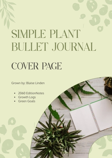 Free Simple Plant Bullet Journal Cover Page Template to Edit Online