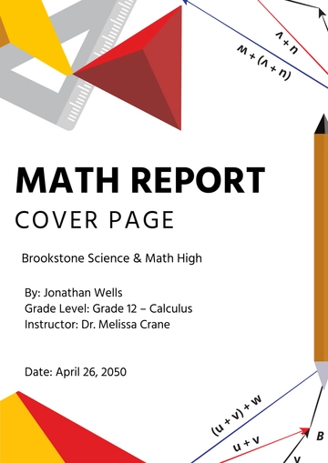 Free Math Report Cover Page Template to Edit Online
