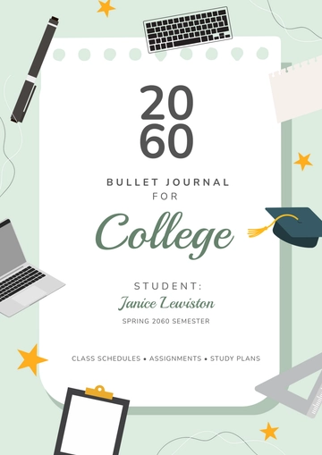 Free Bullet Journal for College Cover Page Template to Edit Online