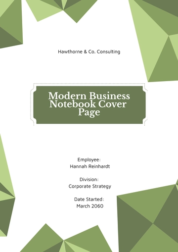 Free Modern Business Notebook Cover Page Template to Edit Online