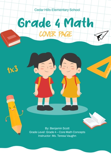 Free Grade 4 Math Cover Page Template to Edit Online