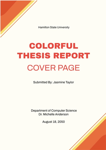 Free Colorful Thesis Report Cover Page Template to Edit Online