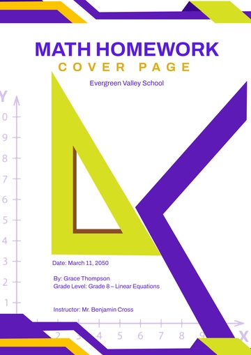 Free Math Homework Cover Page Template to Edit Online