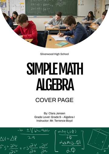 Free Simple Math Algebra Cover Page Template to Edit Online