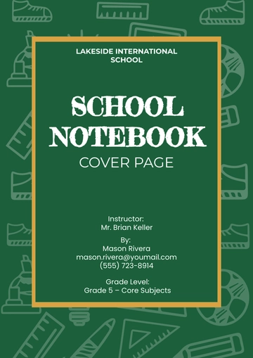 Free School Notebook Cover Page Template to Edit Online
