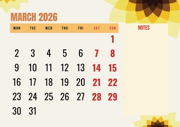 Free March 2026 Monday-Start Calendar Template to Edit Online