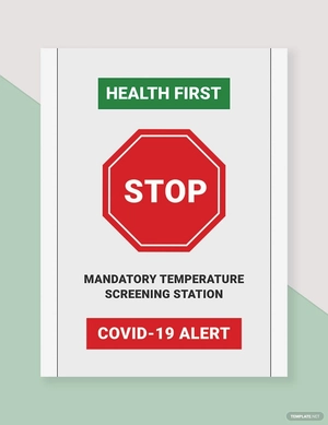 Health First - Mandatory Temperature Screening Station COVID-19 Sign Template