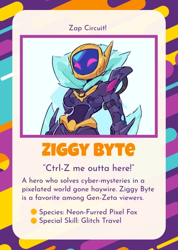 Free Cartoon Colorful Trading  Card Template to Edit Online