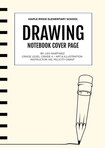 Free Drawing Notebook Cover Page Template to Edit Online