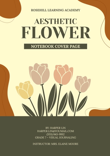 Free Aesthetic Flower Notebook Cover Page Template to Edit Online