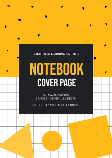Free Notebook Cover Page with Decorations Template to Edit Online