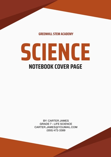 Free Science Notebook Cover Page Template to Edit Online