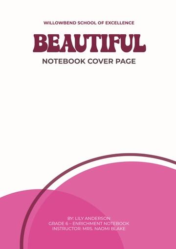 Free Beautiful Notebook Cover Page Template to Edit Online