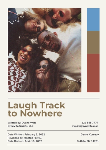 Free Colorful Comedy Screenplay Cover Page Template to Edit Online
