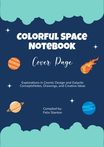 Free Colorful Space Notebook Cover Page Template to Edit Online