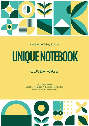 Free Unique Notebook Cover Page Template to Edit Online