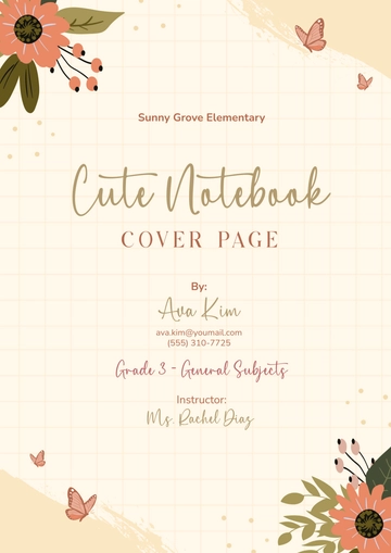 Free Cute Notebook Cover Page Template to Edit Online