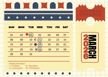 Free March 2026 Full Moon Calendar Template to Edit Online