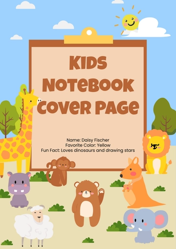 Free Kids Notebook Cover Page Template to Edit Online