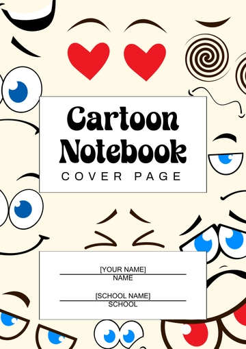 Free Cartoon Notebook Cover Page Template to Edit Online