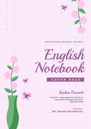Free English Notebook Cover Page Template to Edit Online